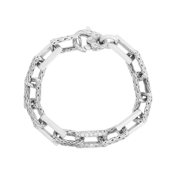 Phillip Gavriel Silver Chain Link Bracelet with White Sapphire