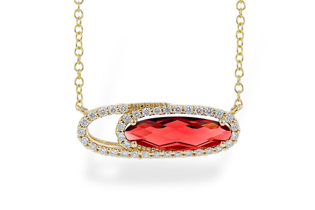 Allison Kaufman Garnet and Diamond Pendant Necklace
