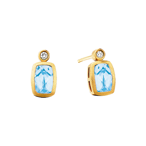 yellow gold Aquamarine and Diamond Earrings