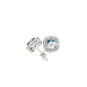 10K White Gold Blue Sapphire & Diamond Earrings