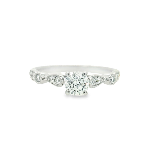 14K White Gold Diamond Engagement Ring - .75ctw