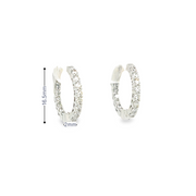 14K White Gold Petite Diamond Hoop Earrings - .50ctw