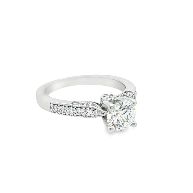 14K White Gold Diamond Engagement Ring - .99ctw