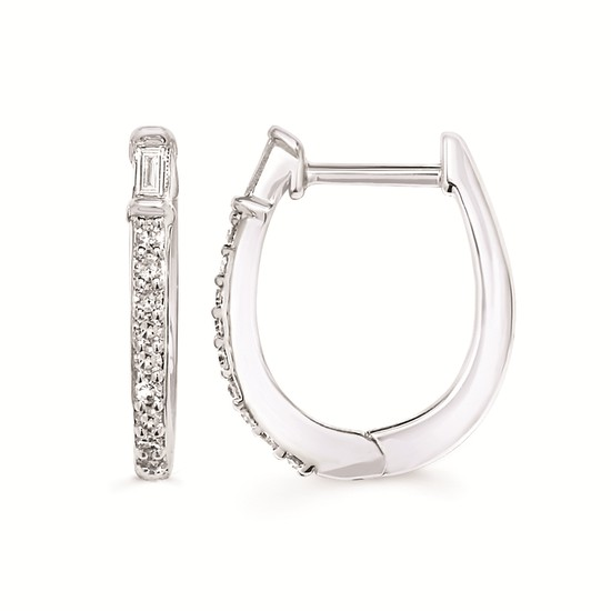 Silver Hoop Earrings with Diamonds