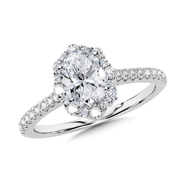 Lab Created Oval Halo Engagement Ring
