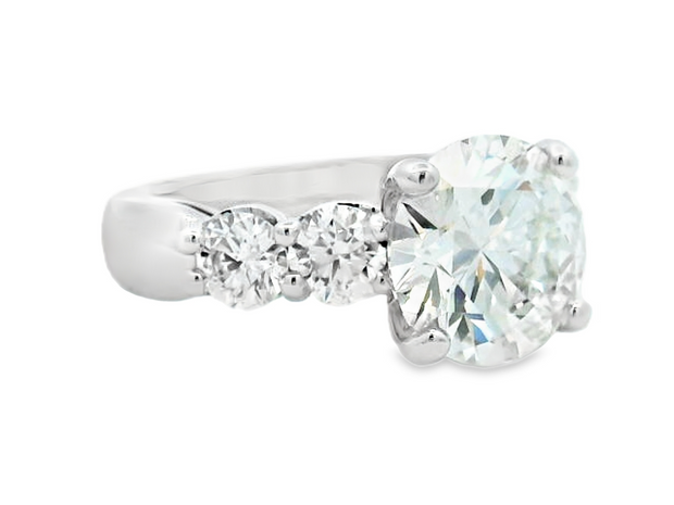 14K White Gold Lab Diamond Engagement Ring w/ Natural Sides - 4.59ctw