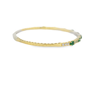 14K Yellow Gold Flexible Emerald and Diamond Bangle Bracelet