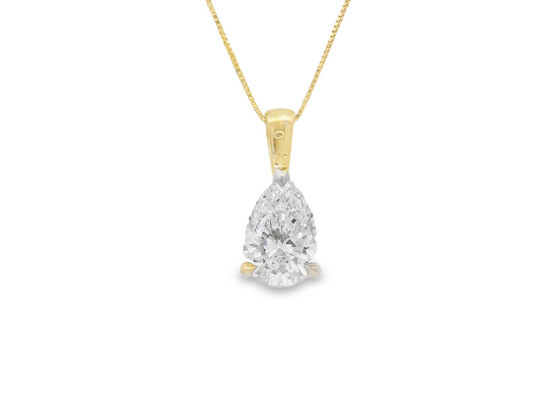 14K Yellow Gold Lab Grown Diamond Solitaire Pendant - 2.05ct