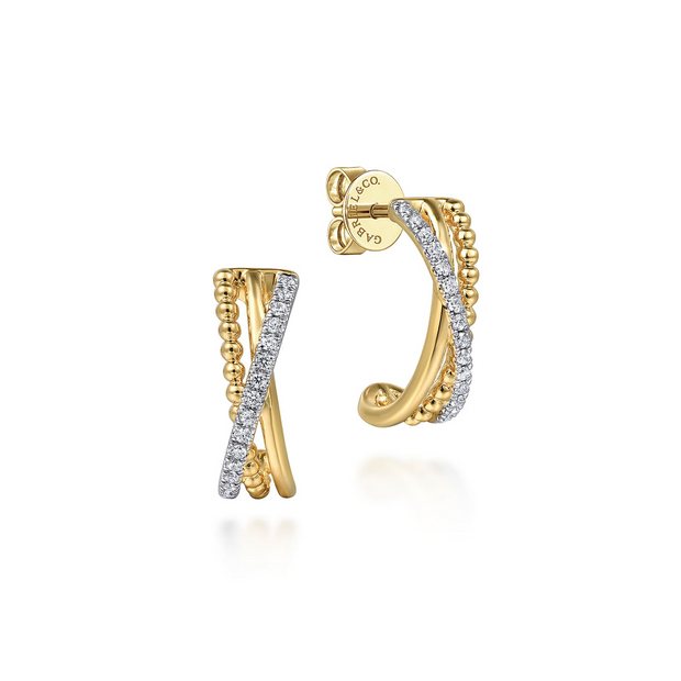 Gabriel & Co. Yellow Diamond Bujukan J Hoop Earrings
