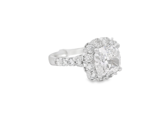 14K White Gold Lab Grown Cushion Engagement Ring - 4.40ctw