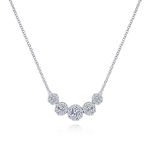 Gabriel & Co. White Gold Diamond Halo Necklace
