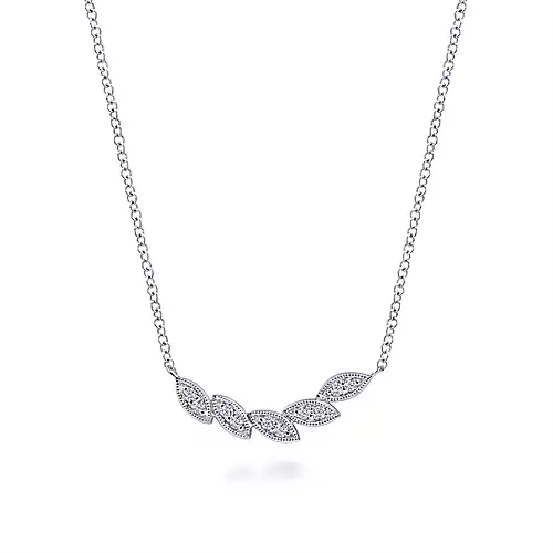 Gabriel & Co. Diamond Leaf Bar Necklace