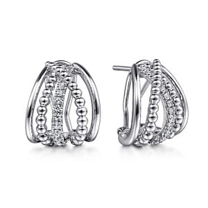 Gabriel & Co Silver Intricate Hoop Earrings