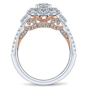 Gabriel & Co. 14K White-Rose Double Halo Engagement Ring