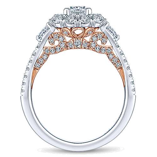 Gabriel & Co. 14K White-Rose Double Halo Engagement Ring