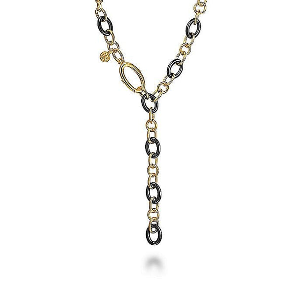 Gabriel & Co Yellow Tube and Black Ceramic Necklace
