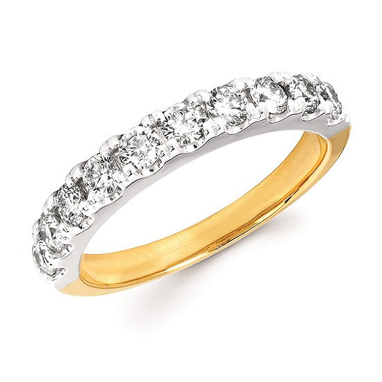 Yellow/White Gold Diamond Anniversary Band-0.75 ct