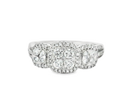 18K White Gold 3-Stone Diamond Cluster Ring