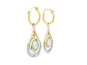 14K Two-Tone Aqua & Diamond Earrings