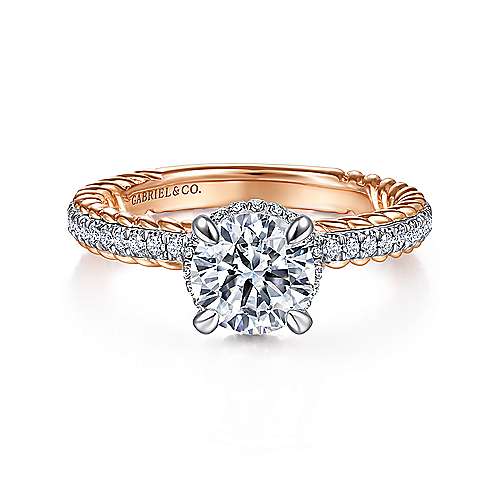 Gabriel & Co., 14 Karat White/Rose Gold Engagement Setting