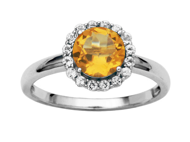 Silver Birthstone Ring-Citrine