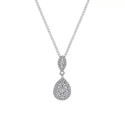 Gabriel & Co. 14K White Pave Diamond Pendant Necklace