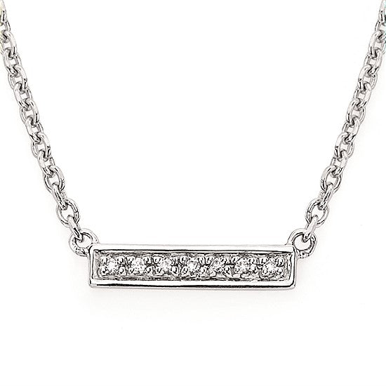 Silver Bar Necklace with Diamond Accent