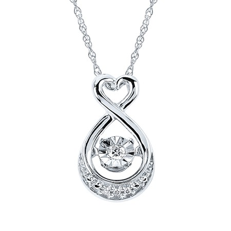 Silver Shimmering Diamond Pendant Necklace