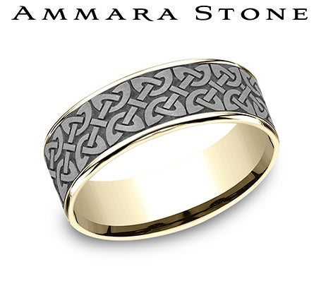 Ammara Stone 14K Yellow Gold /Tantalum Band
