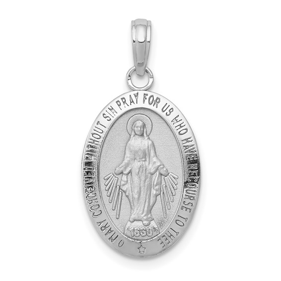 White Gold Miraculous Medal Pendant