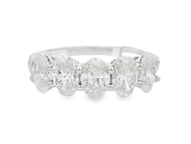 14K White Gold Lab Grown 5-Stone Diamond Band - 2.00ctw