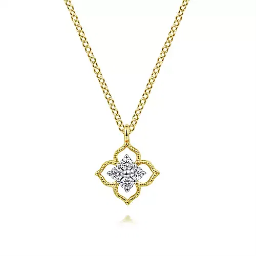 Gabriel & Co. Floral Diamond Pendant Necklace