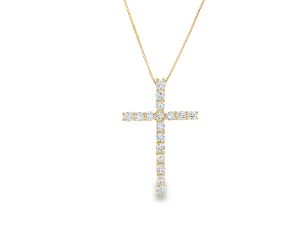 14K Yellow Gold Lab Grown Diamond Cross Pendant - .50ctw