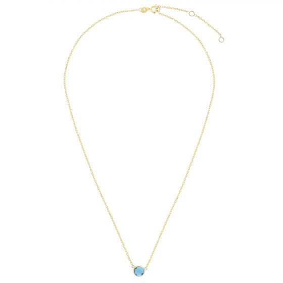 Yellow gold Blue Topaz Solitaire Necklace