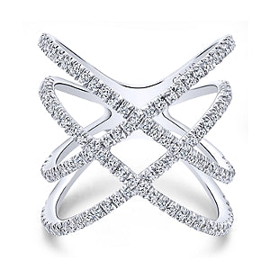 Gabriel & Co 14K White Diamond Woven Fashion Ring