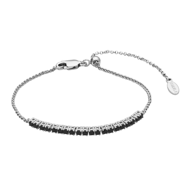 Silver Adjustable Black Spinel Bracelet