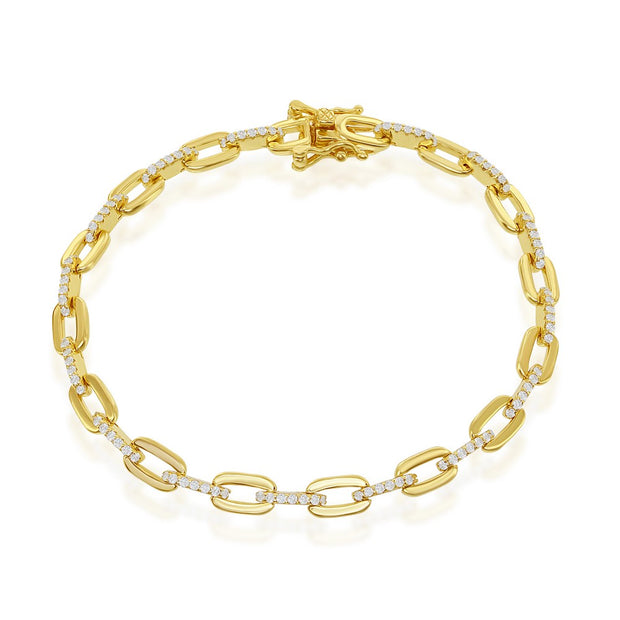 Yellow Overlay  CZ Paperclip Bracelet