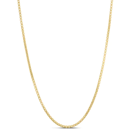 Silver Round Box Chain with Yellow Gold Plating- 18 Inches