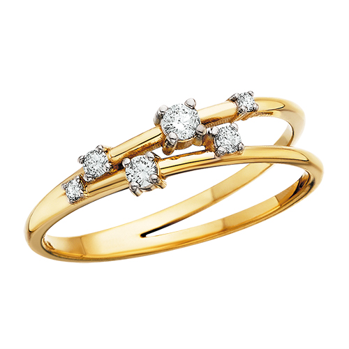 Yellow Gold  Split Diamond Ring