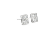 14K White Gold Emerald Cut Diamond Earrings