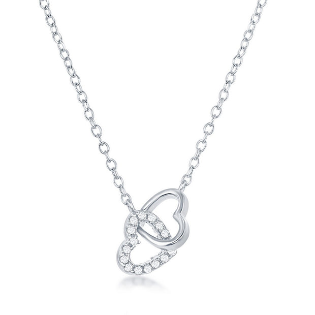 Silver Interlocking Heart Necklace