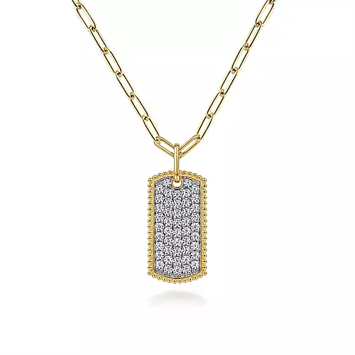 Gabriel & Co Yellow Gold Diamond Pave Pendant Necklace