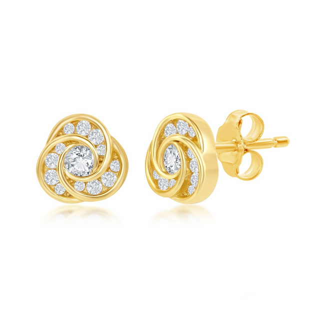 Yellow CZ Love Knot Earrings