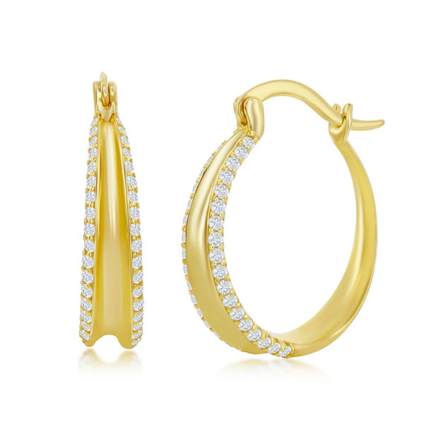 Yellow Double CZ Hoop Earrings