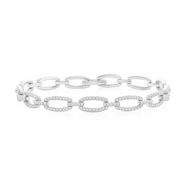 Silver Oval Open Link Bracelet