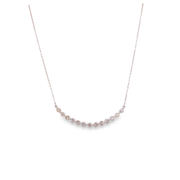 14K White Gold Curved Diamond Bar Necklace - .50ctw