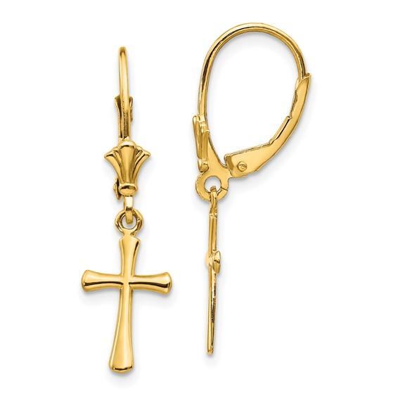 Yellow Gold Cross Earrings