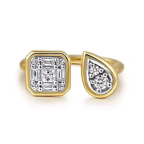 Gabriel & Co Yellow Open Diamond Cluster Ring
