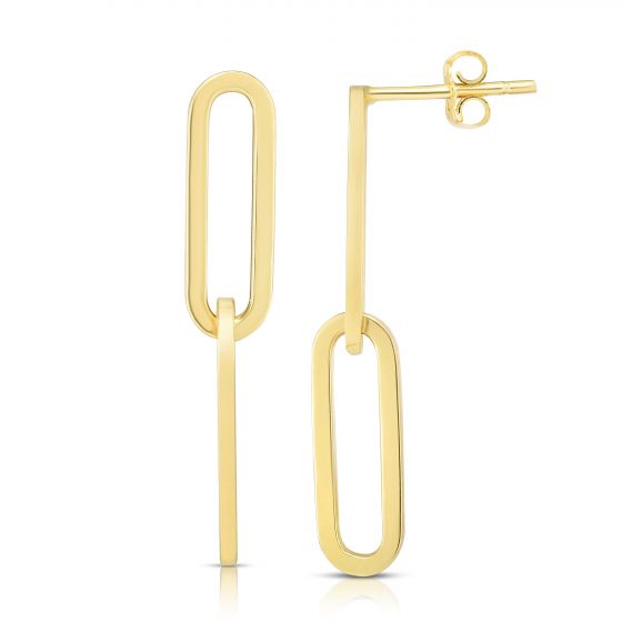 Yellow Gold Polished Paper Clip Earrings