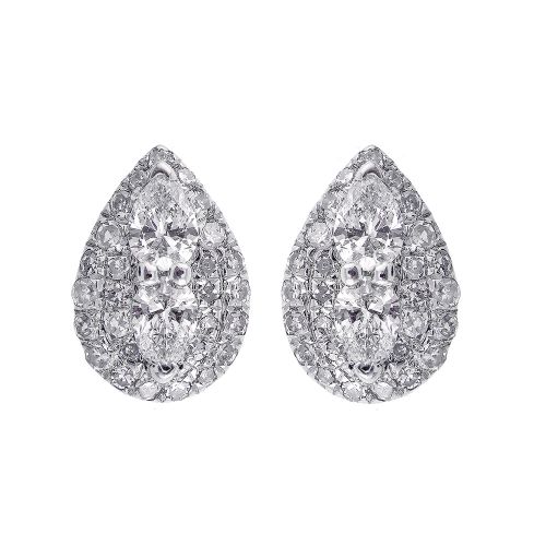 Sterling Silver Natural Diamond Teardrop Earrings